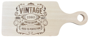 Schneidebrett mit Griff "Vintage 1980"